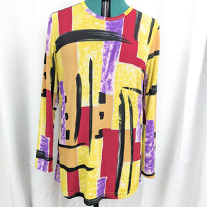 Carolyn Strauss Geometric Abstract Stretch Top